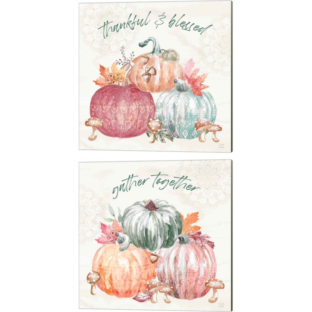 Harvest Touch A by Dina June 14" x 14" Canvas Wall Art (Set of 2)